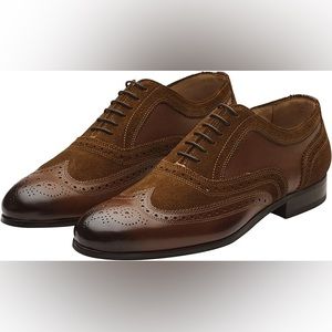 DAPPER SHOES CO. Handcrafted Genuine Leather Men's Wingtip Brogue Oxfords Sz 10